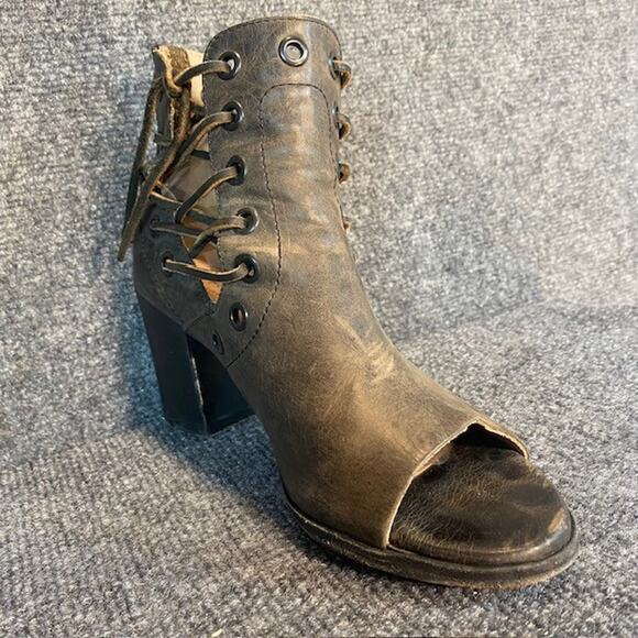 Baske California Brown Leather Fury Open Toe Booties Womens 8.5 - Picture 8 of 10